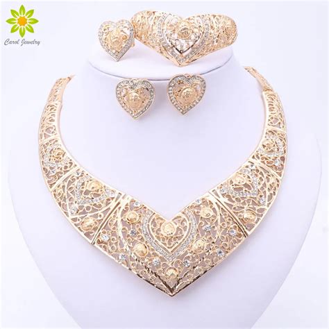 Fashion African Wedding Bridal Costume Jewelry Sets Dubai Indian Gold ...