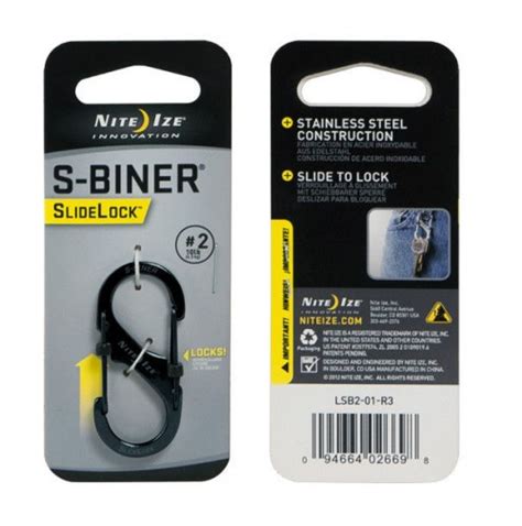 Nite Ize S Biner Black Stainless Steel With Slide Lock Size 2 2