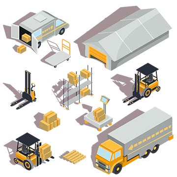 Cargo Warehouse Freight Isometric Business Transportation Illustration