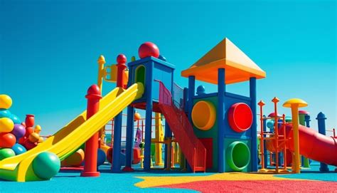 Premium Photo A Colorful Playground With A Slide And A Blue Sky In