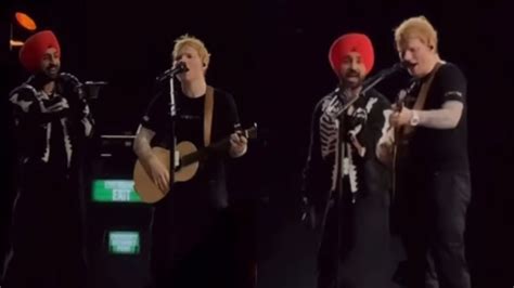 Watch Ed Sheeran Sings Lover In Punjabi With Diljit Dosanjh At Mumbai