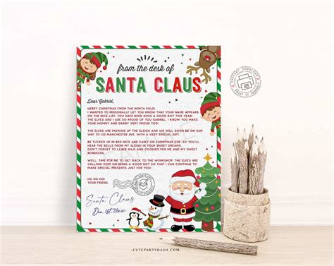 Editable Printable Personalized Letter from Santa template for kids - – Cute Party Dash