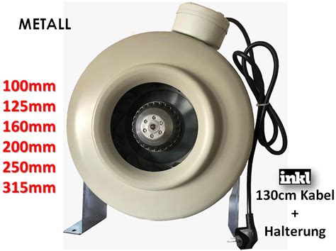 Rohrventilator Axial Rohrlüfter 100 125 150 160 200 250 315mm Radial