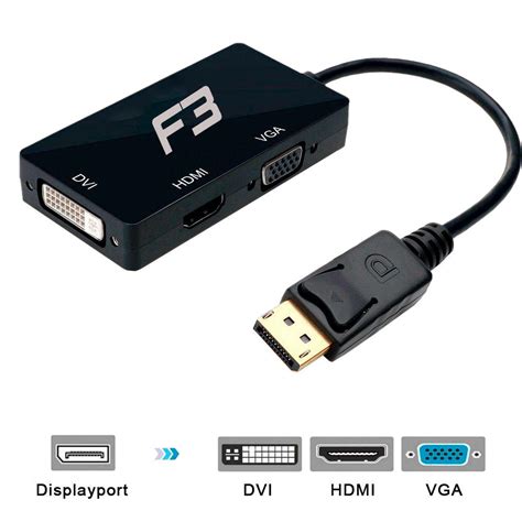 Cabo Adaptador Displayport Para Hdmi Vga Dvi F3 Acessórios