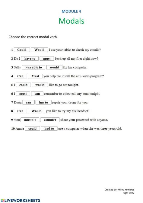 Modal Verbs Printable Modals Exercises And Worksheets Verb 55 Off