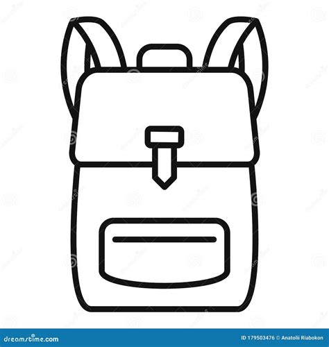 School Backpack Icon Outline Style Stock Vector Illustration Of Line