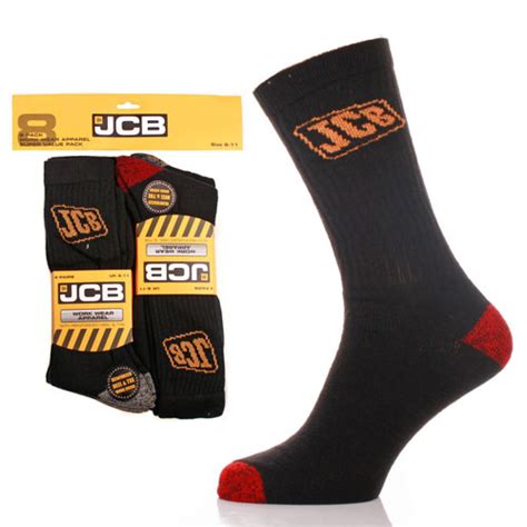 Jcb Heavy Duty Work Socks Reinforced Heel And Toe 8 Pairs Ireland