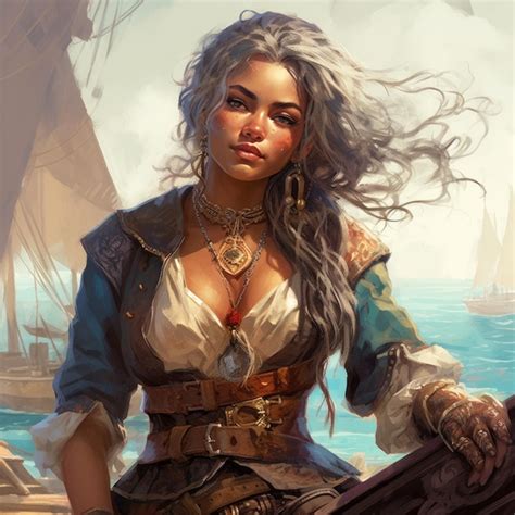 Premium Photo | Captain of the Enchanted Seas A Beautiful Female Pirate ...