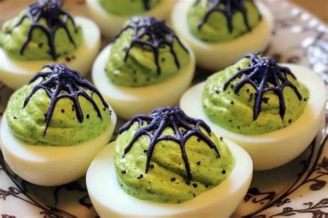 Spooky Spiderweb Deviled Eggs Recipestasteful