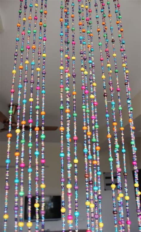 Bohemian Hippy Beaded Curtain For Doorways Multicolour Glass Beads