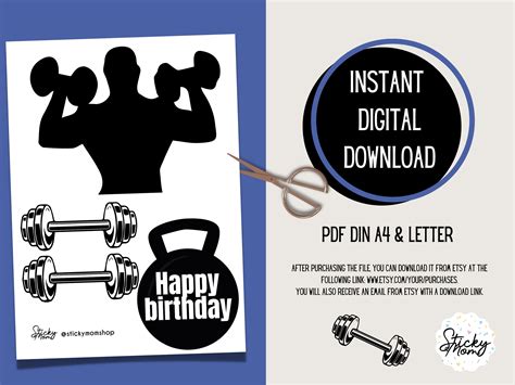 Gym Cake Topper Muscles Birthday Printable Gym Weightlifting Crossfit