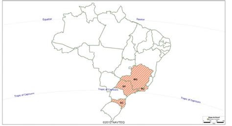 São Paulo E Minas Gerais - States of São Paulo (SP), Minas Gerais( MG), Santa Catarina (SC) and ...