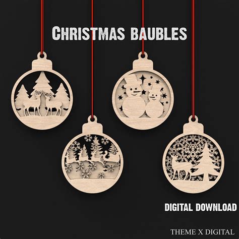 Christmas Balls Svg Laser Cutting Files Christmas Tree Svg Craft Hanging Tree Ornaments