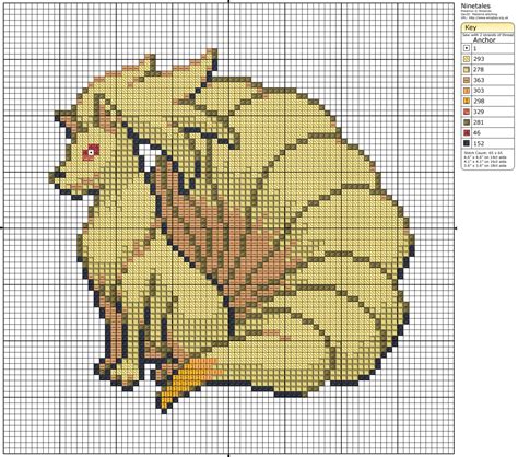 Pokémon Ninetales Borduurpatronen Borduren Kruissteek