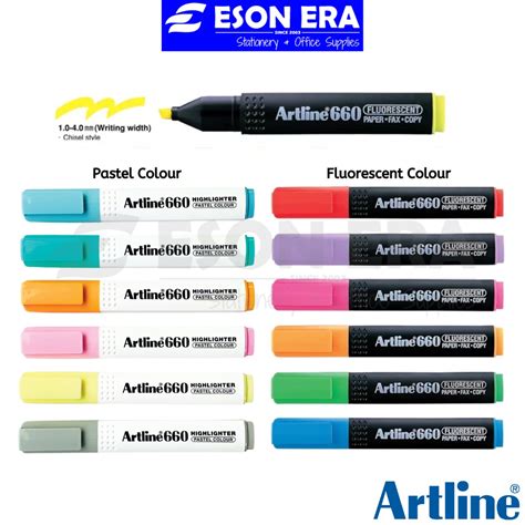 Artline Highlighter Fluorescent Pastel Colour Shopee Philippines