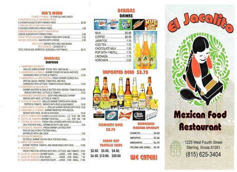 Menu At El Jacalito Restaurant Sterling