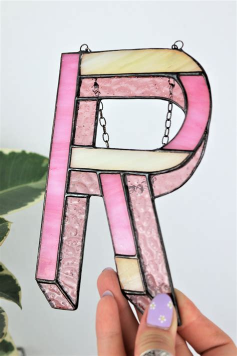 Stained Glass Letters For Home And Holiday Decor In Warm Pink Etsy