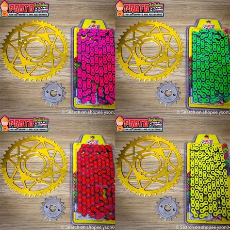 Sprocket Set Gold Raider Xrace Thailand Sprocket Colored Chain