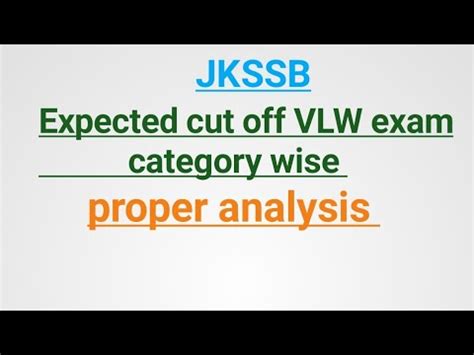 Jkssb Expected Cut Off Vlw Exam Category Wise Panchayat Secretary