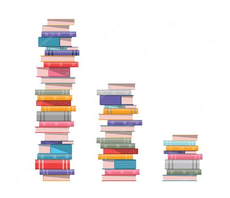 Стопка книг. 3 стопки книг изолированы | Премиум векторы