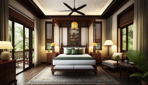 Premium AI Image | Luxury tropical bedroom suite in resort hotel building interior design concept