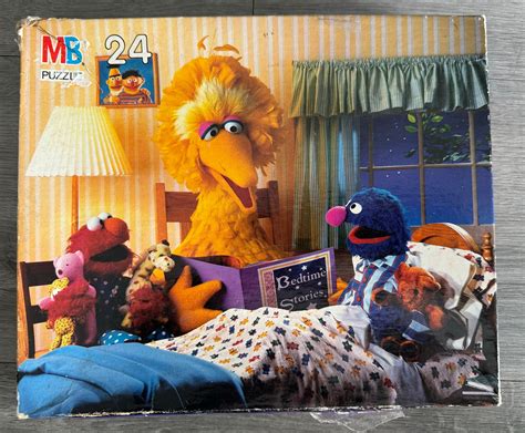 Vintage 1991 Sesame Street Big Bird Bedtime Stories 24 Pieces Milton Bradley Complete