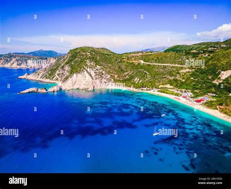 Kefalonia, Greece. Paralia Petani, one of the most beautiful beaches of ...