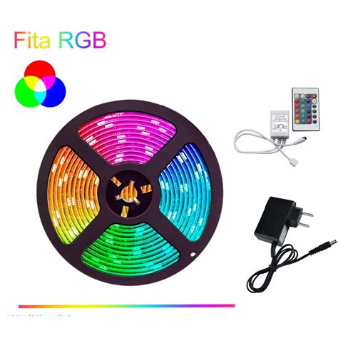 Fita Led Rgb Rolo Metros Ip Controle E Fonte Shopee Brasil