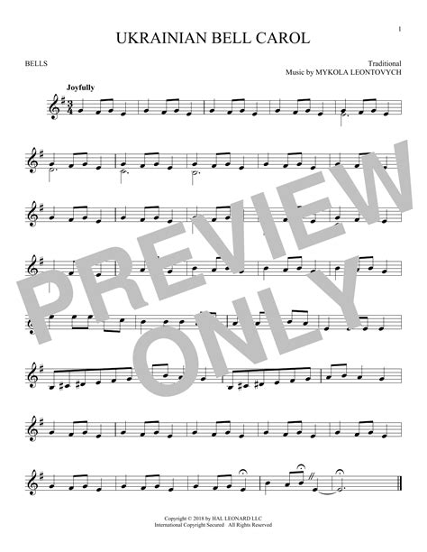 Ukrainian Bell Carol Bells Solo Print Sheet Music Now