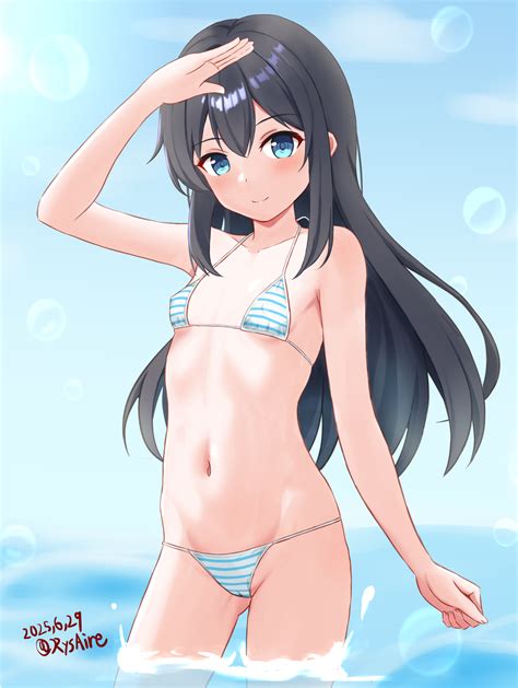 Ame San Asashio Kancolle Kantai Collection Highres Girl Alternate Costume Bikini Black