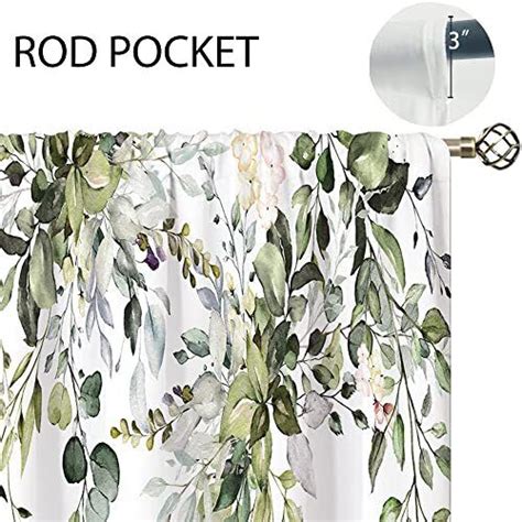 Eucalyptus Botanical Leaves Floral Kitchen Window Curtains Over Sink Boho Ebay