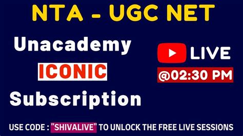 NTA UGC NET Unacademy ICONIC Subscription Vodnala Shivalingam YouTube