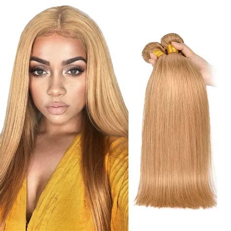 Amazon 27 Bundles Human Hair Honey Blonde Straight Bundles 8A Grade Peruvian Virgin Remy