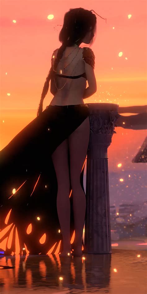 1080x2160 Wlop Anime Girl Sunset 4k One Plus 5t Honor 7x Honor View 10