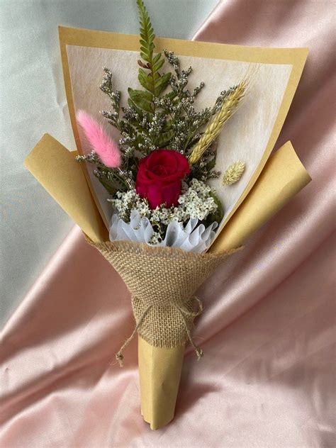 Single Stalk Preserved Rose Bouquet Dried Flowers Graduation Flower