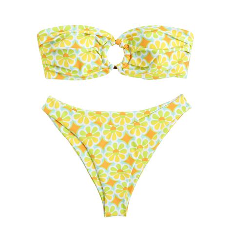 QUYUON High Cut Bikini Sets For Women Two Piece String Cheeky Swinsuit