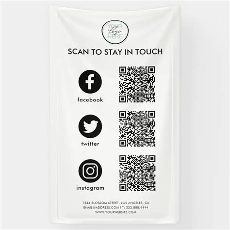 Follow Us Social Media Qr Code Business Banner Zazzle Business Banner Coding Qr Code