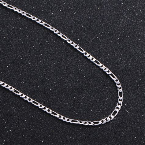 Pc Ready To Use White Gold Figaro Necklace Chain Layer Figaro