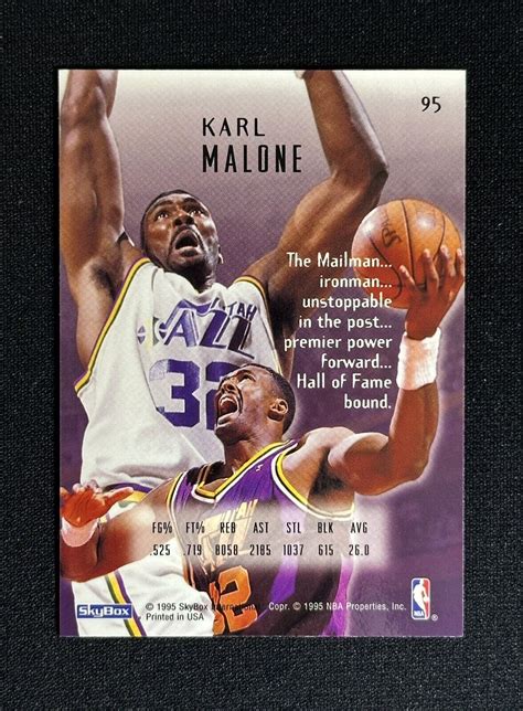 1994 95 SkyBox Emotion Karl Malone 95 Basketball Card Utah Jazz HOF EBay