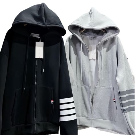 Hoodie Zip Áo Khoác Thome Nỉ Phối Sọc Tay Cao Cấp From Dáng Unisex Nam Nữ Cực Hot Trend