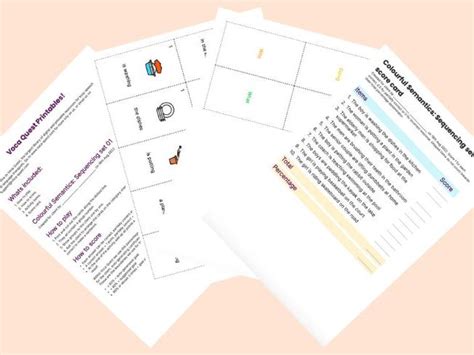 Colourful Semantics Sequencing Set 01 Voca Quest Printable Teaching