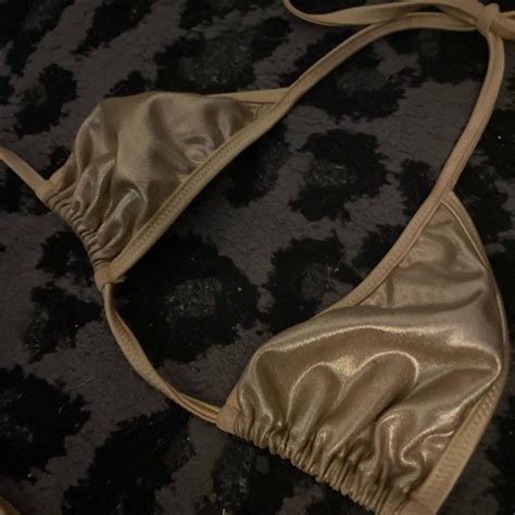 ONE SIZE GOLD BIKINI TOP Depop