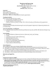 EML4321 Syllabus 18S 1 Pdf Manufacturing Engineering EML 4321