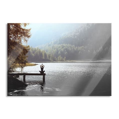 Union Rustic Glasbild Yoga Am See Wayfair De