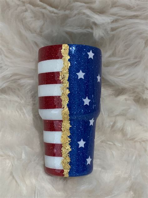 Glitter American Flag Tumbler Etsy