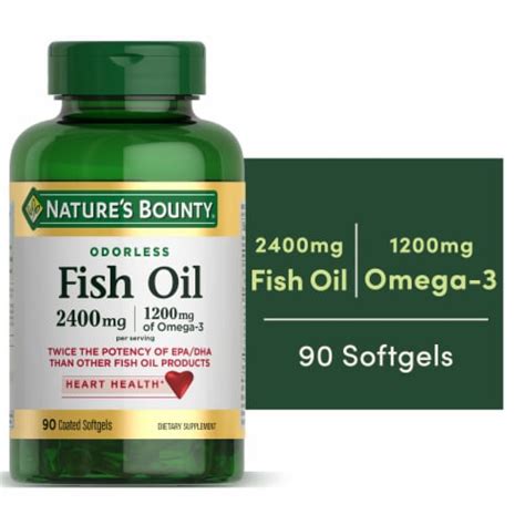 Natures Bounty Fish Oil 2400 Mg Heart Health Support Softgels 90 Ct