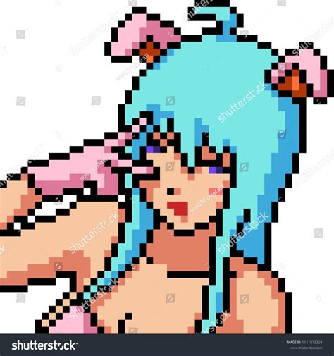 Vector Pixel Art Anime Girl Isolated Stock Vector (Royalty Free) 1141813364