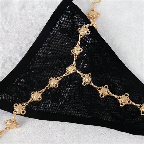 Nightclub Party Personality Metal Flower Shape Thong Bikini Body Chain Shein Usa