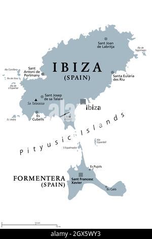 Isola Di Ibiza E Formentera Spagna Mappa Politica Isole Pityusic