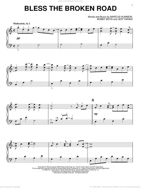 Bless The Broken Road Intermediate Sheet Music For Piano Solo